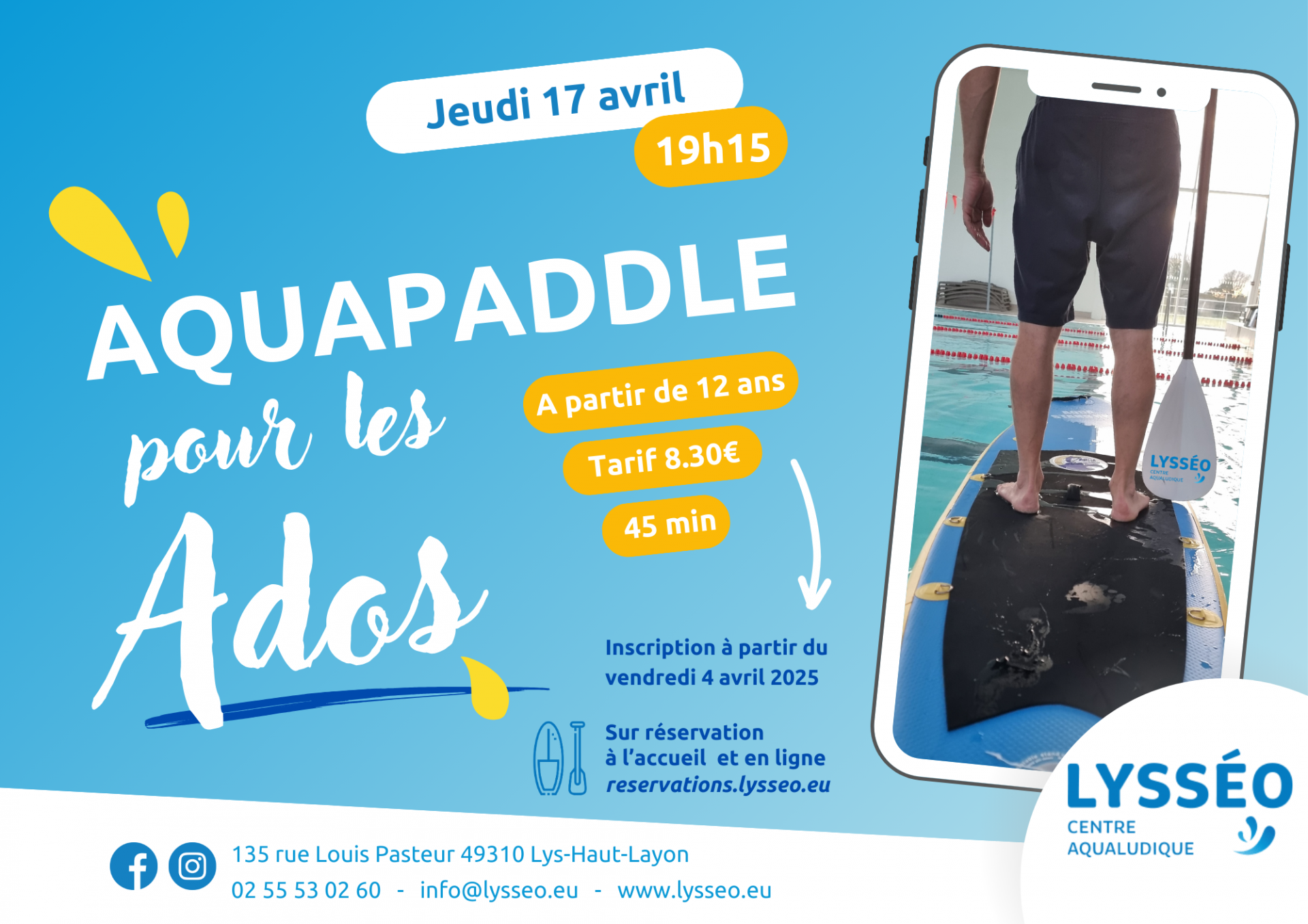 Sport Piscine Aquapaddle Ados Lysséo Vihiers