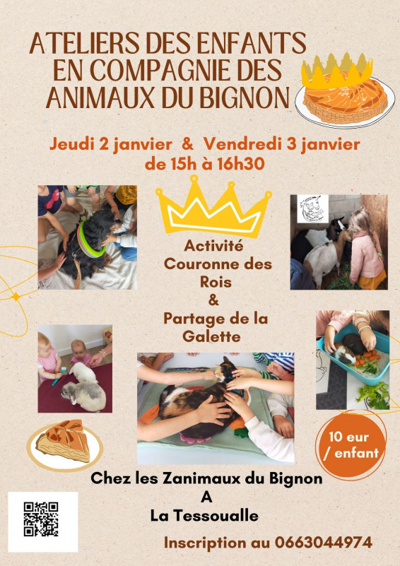 Ateliers des enfants en compagnie des Animaux 2 et 3 janvier 2025