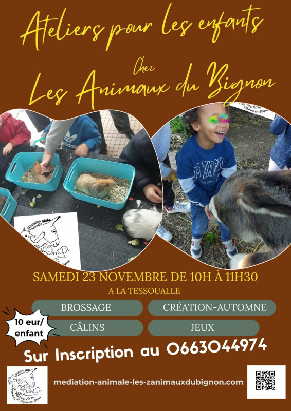 Agenda manifestation Ateliers pour les enfants chez les Animaux du Bignon La Tessoualle