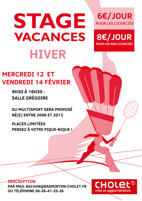 Stages Loisirs Hiver 2025 Badminton Cholet